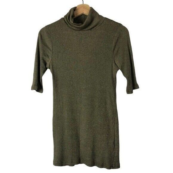 Michael Stars Shimmer Brown Fitted Turtleneck Short Sleeve OS - Picture 1 of 3